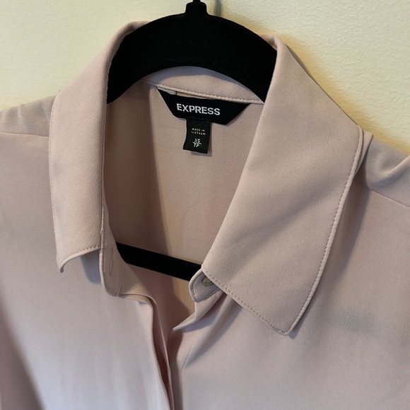 EUC Express Smocked Cuff Shirt Sheer Button Down - Picture 4 of 8